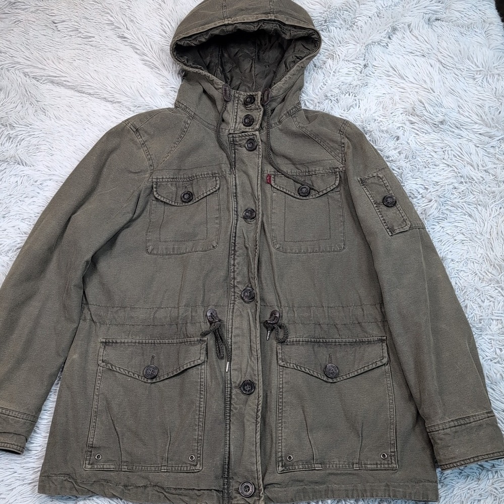 Levi's Jacket Womens XL Green Hood Gorpcore Outdoors Hiking Military Utility